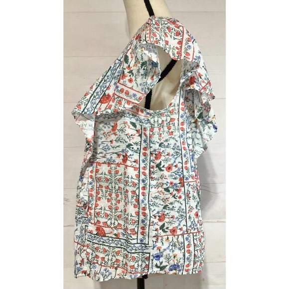 LETINEKE sz 6 floral flutter sleeve Swiss dot button down blouse top shirt - Picture 2 of 6